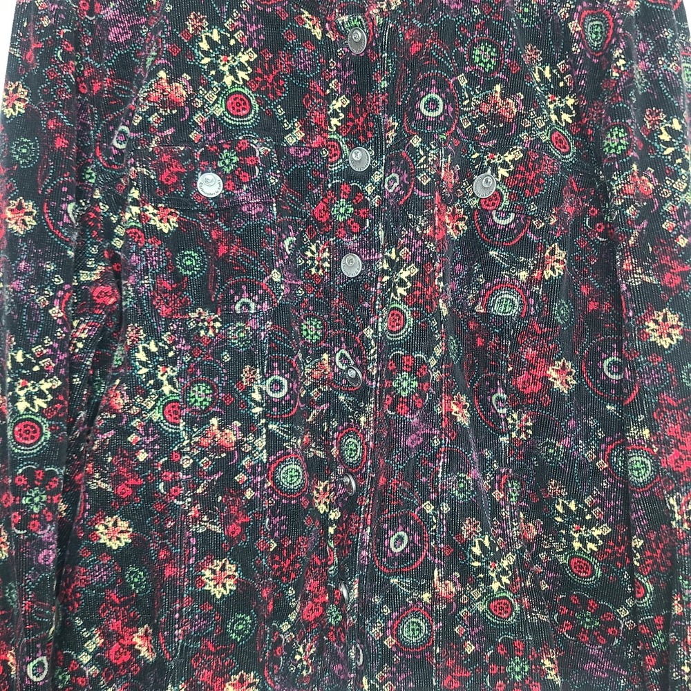 Christopher & Banks Jacket‎ Womens Black Denim Corduroy Floral Soft Stretch XL - Picture 2 of 6
